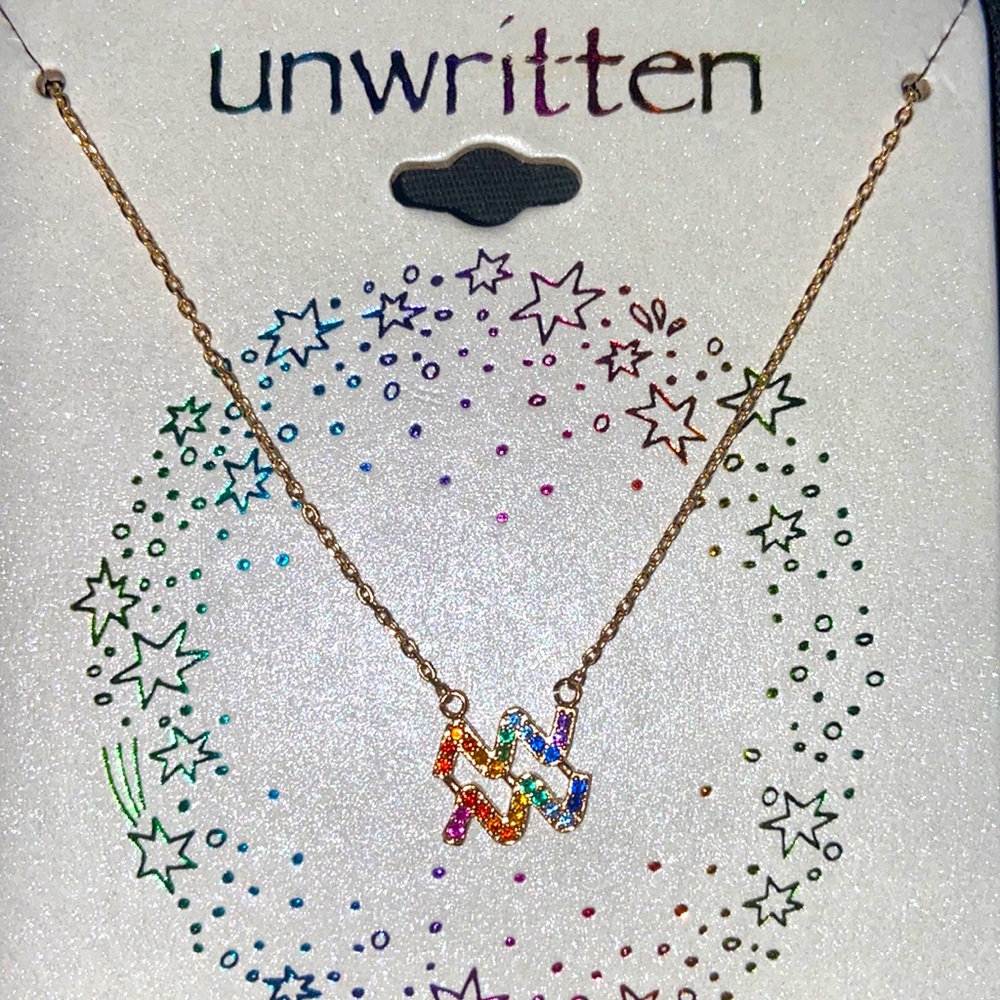Unwritten Macy’s Aquaris Colorful Rainbow Cubic Zirconia Gold Chain Necklace